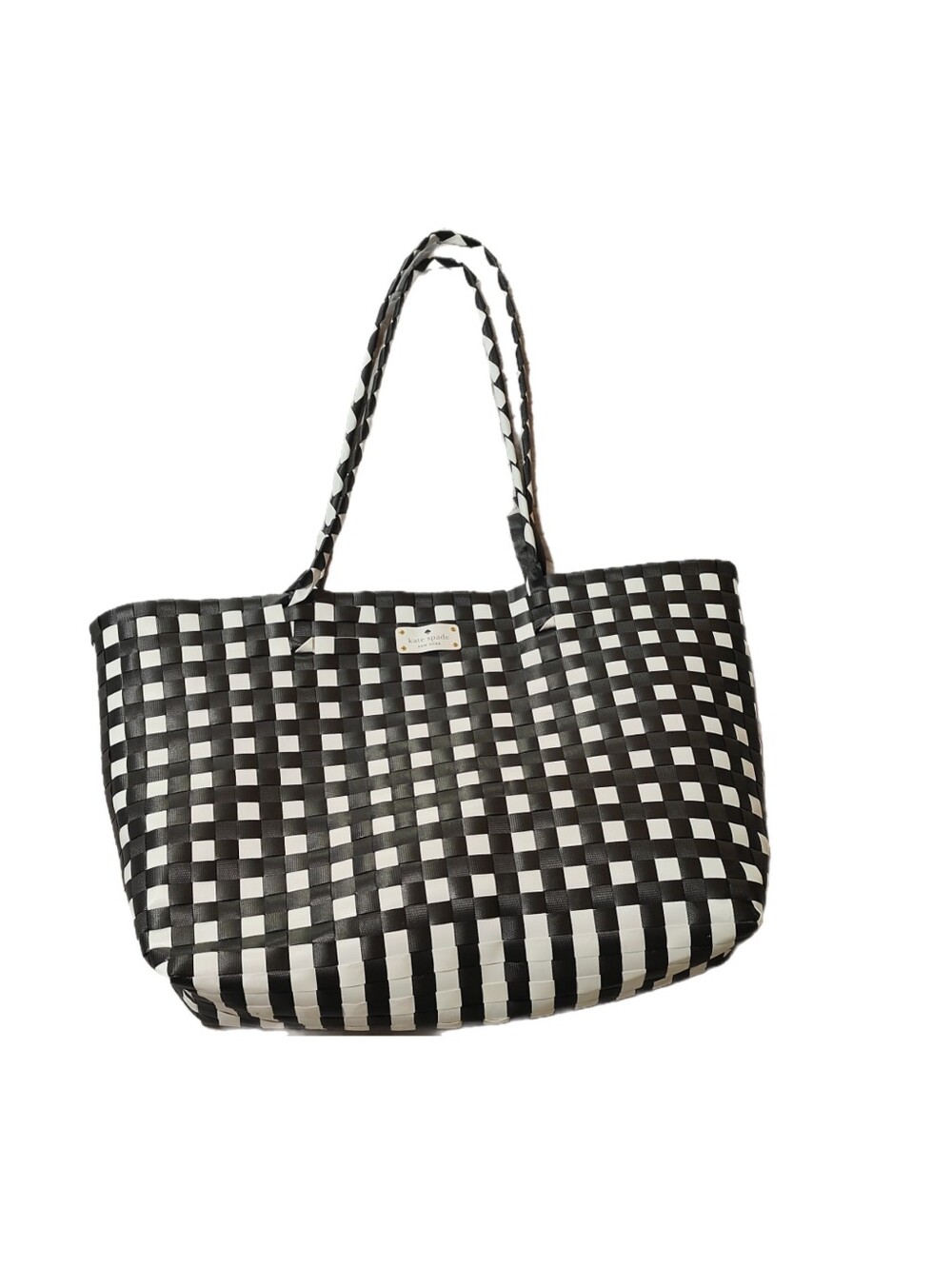 Kate Spade Black & White Woven Beach Bag Tote